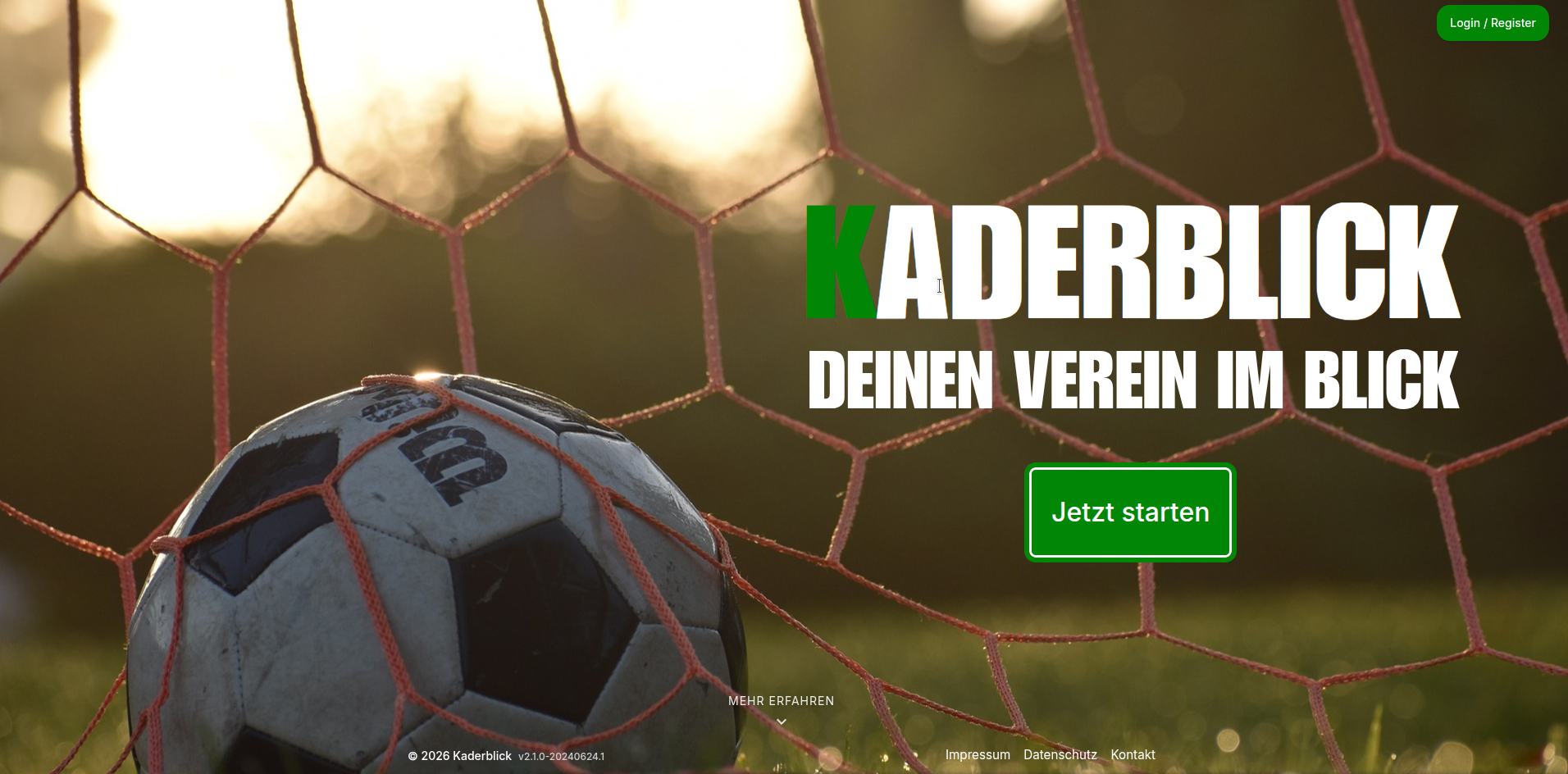 Kaderblick Startseite im Browser
